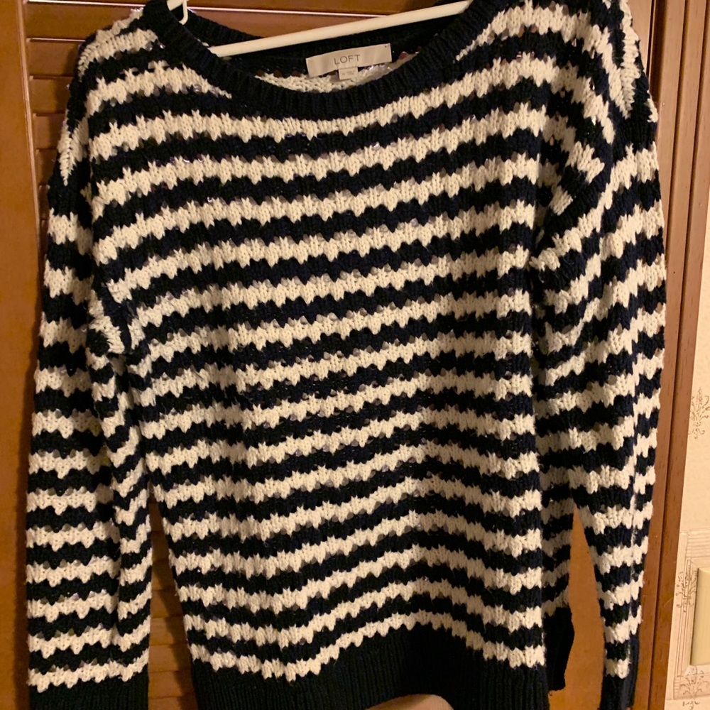 Loft navy and white sweater